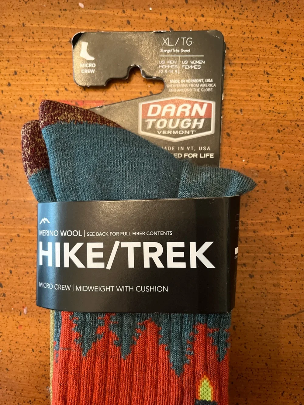 NEW Darn Tough HIKE-TREK Midweight Wool Micro Crew Sock - XL